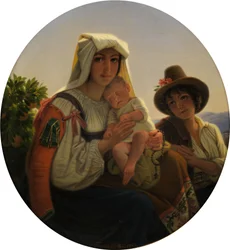 Italian Mother with Child and Boy in a Landscape